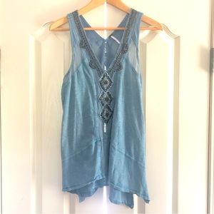 Free People | Beaded Mesh Tank Top